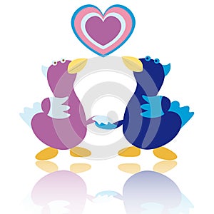 Cartoon ducks on white background vector