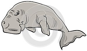 Cartoon dugong sea mammal animal character