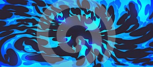 Cartoon dynamic blue fire comic vector background