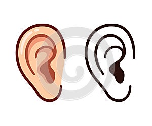 Cartoon ear color and line icon