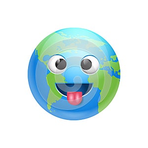 Cartoon Earth Face Fool Icon Funny Planet Emotion