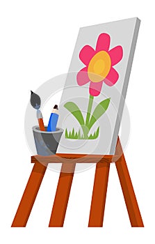 Cartoon easel. Painting canvas. Artist tools icon