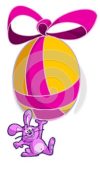 Cartoon easter bunny with big egg
