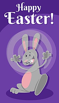 cartoon Easter bunny on Easter time greeting card design