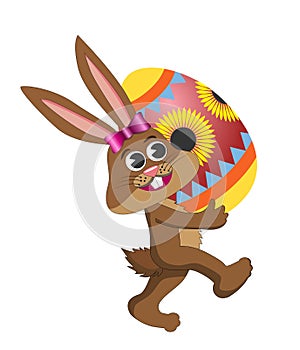 Cartoon Easter Bunny Rabbit Bringing Egg photo