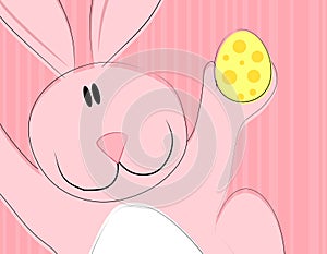 Cartoon Easter Bunny Rabbit Holding Egg