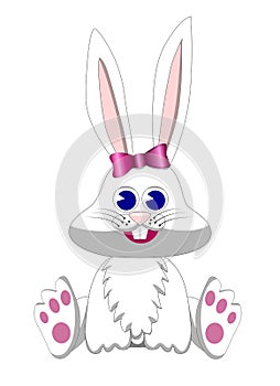 Cartoon Easter Bunny Rabbit Wearing Bow
