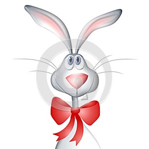 Cartoon Easter Bunny Rabbit Wearing Bow
