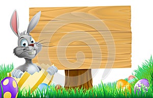 Cartoon Easter Bunny Sign