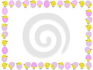 Cartoon easter chicks and eggs