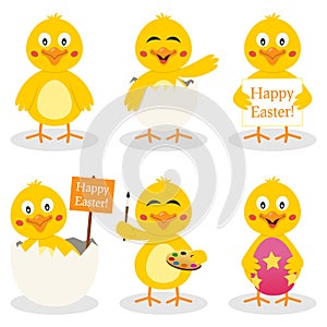 Cartoon Easter Cute Chick Set