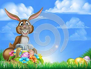 Cartoon Easter Egg Hunt Bunny photo