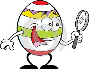 Cartoon Easter Egg with a Magnifying Glass