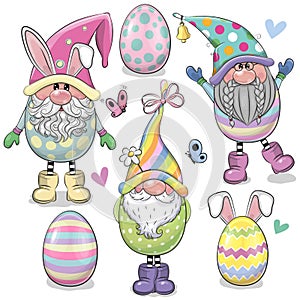 Cartoon Easter Gnomes isolated on a white background