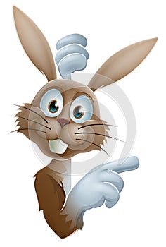 Cartoon Easter rabbit pointing