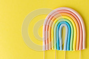 Cartoon edible rainbow made of confectionery mastic