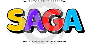 Cartoon editable text effect, editable saga and animated text style