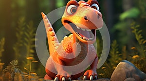 Cartoon Edmontosaurus: A Grinning Dinosaur In Disney Pixar Style