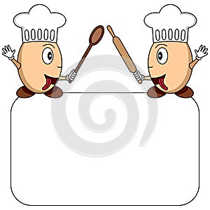 Cartoon Egg Chefs Logo or Menu