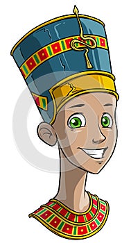 Cartoon egyptian princess in traditional clothes