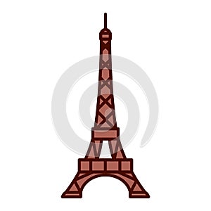 Cartoon Eiffel Tower Emoji Icon Isolated