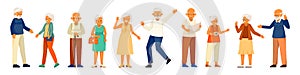 Cartoon Elderly People Happy Life Colored Composition