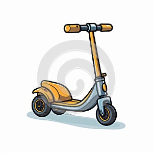 Cartoon Electric Scooter Line Drawing On White Background photo