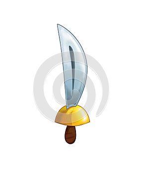 Cartoon element sabre sword with skull symbol on white background