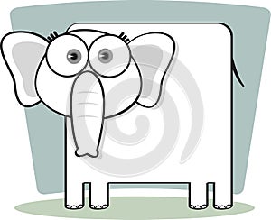 Cartoon Elephant in Black and White