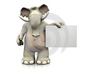 Cartoon elephant with blank sign.