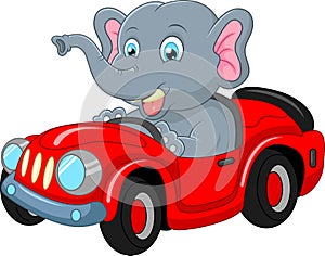 Cartoon elephant driving a car