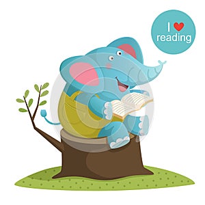 Progettazione della pittura un elefante lettura un libro 