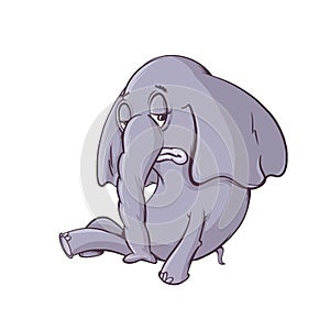 A Cartoon Elephant's Expression of Hopeless Reflection