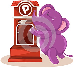 Cartoon elephant sending letter