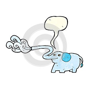 cartoon elephant squirting water with speech bubble