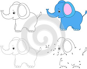 Cartoon elephant. Vector illustration. Dot to dot game for kids