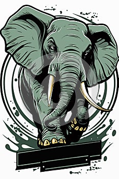 Cartoon elephant in walking. Isolated animal drawing vector illustration