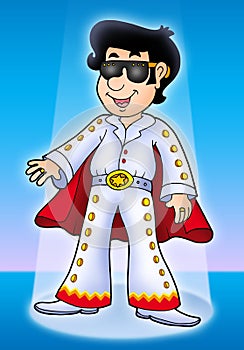 Cartoon Elvis impersonator on stage