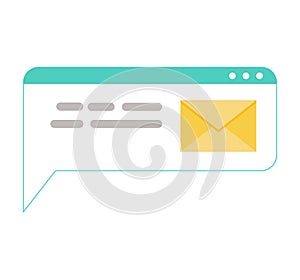 Cartoon email notification on a browser tab, unread message icon. Inbox, new email, and communication concept vector