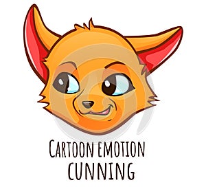 Cartoon emotion of fox - cunning