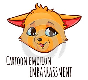 Cartoon emotion of fox - embarrassment