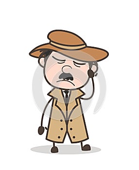 Cartoon Emotional Detective Crying Vector Illustration