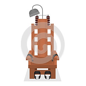 Cartoon Empty Brown Electric Chair Symbol of Capital Punishment. Vector