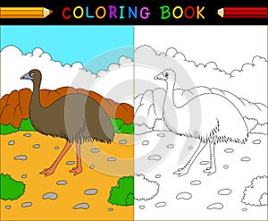 Cartoon emu coloring book, Australian animals series