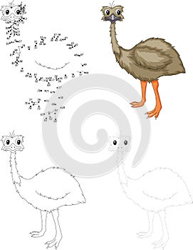 Cartoon emu. Dot to dot game for kids photo