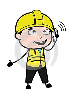 Cartoon Engineer talking on Cell Phone
