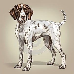 Cartoon English Pointer In Hugues Merle Style