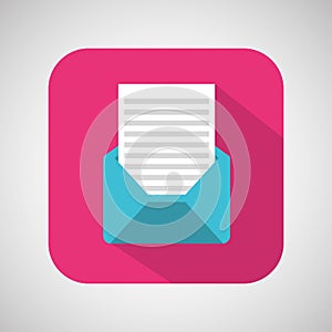 cartoon envelope email mail with shadow and pink background