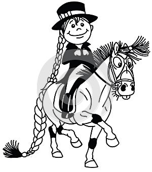 Cartoon equestrian dressage sport
