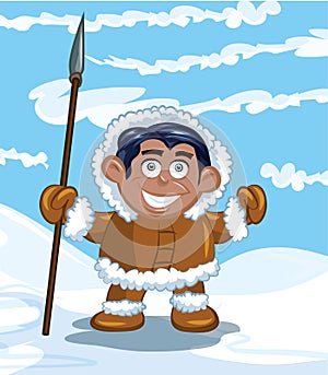 Cartoon eskimo with a spear photo